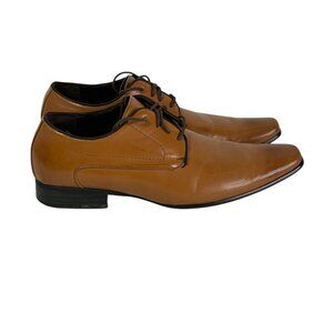 Mens Faranz Brown Faux Leather Dress Shoes Size 11.5